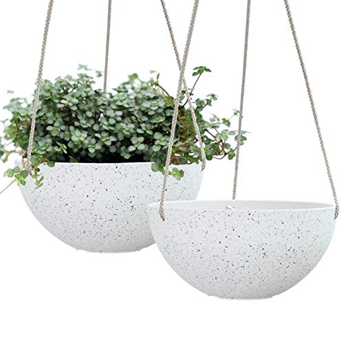 Product Cover Hanging Planters for Indoor Plants - Flower Pots Outdoor 10 inch Resin Planters and Pots, Set of 2