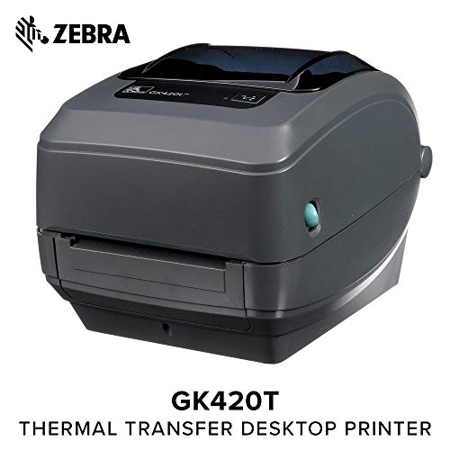 Product Cover Zebra - GK420t Thermal Transfer Desktop Printer for Labels, Receipts, Barcodes, Tags, and Wrist Bands - Print Width of 4 in - USB, Serial, and Parallel Connectivity (Renewed)