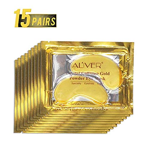 Product Cover ZZLM Eye Mask/Bags / 24K Gold Gel Pads Aging Hyaluronic Acid/Patches, Collagen Treatment for Anti-Wrinkle, Reducing Dark Circles (15 Pairs, Yellow
