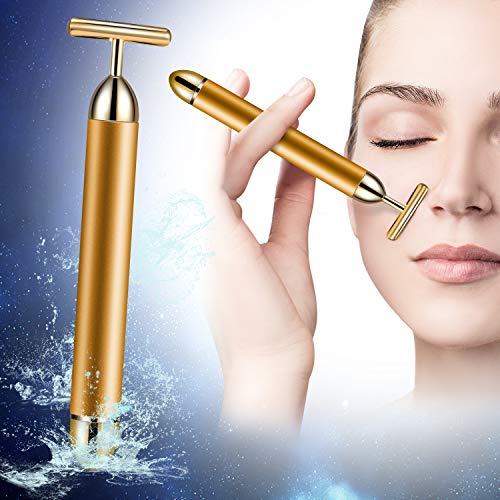 Product Cover 24k Facial Massager Beauty Bar Golden Pulse Facial Massager, T Shape Gold Stick, Facial Roller Massager Face Lift Firming, Skincare Anti-Wrinkle Treatment, Skin Tightening