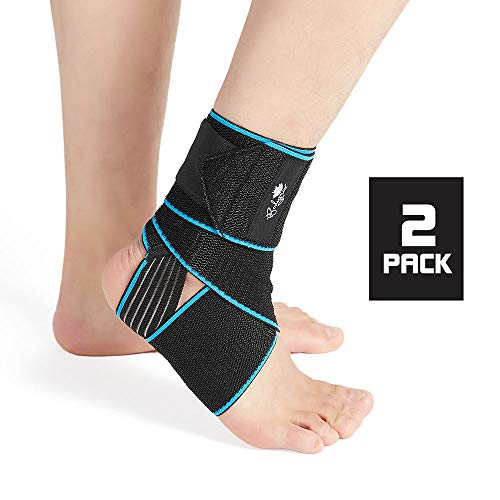 Product Cover Ankle Support Brace 2 Pack, Adjustable Compression Ankle Braces for Sports Protection, One Size Fits Most for Men & Women