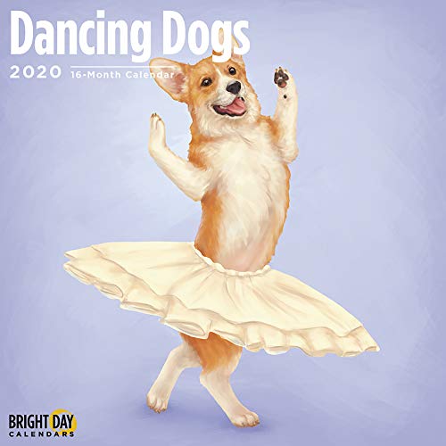 Product Cover 2020 Dancing Dogs Wall Calendar by Bright Day, 16 Month 12 x 12 Inch, Cute Cartoon Kids and Family Puppy