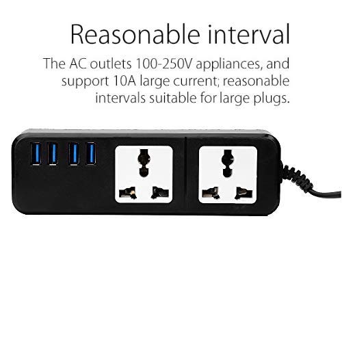 Product Cover ROCKETKART Smart Power Strip Sockets Overload Switch Surge Protector USB Charger Multi Plug Extension with Superior Surge Protection & 4 USB Slots for Quick, Fast Turbo Charging Universal Travel