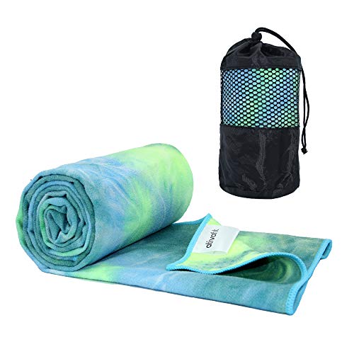 Product Cover ATIVAFIT Yoga Towel Mat Mate Towel with Non Slip Resin Particles Hot Yoga Towel for Sport Gym Workout Fitness Potable Beach Towel Sweat Absorbent 72
