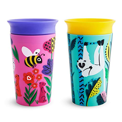Product Cover Munchkin Miracle 360 WildLove Sippy Cup, 9 Oz, 2 Pack, Bee/Lemur