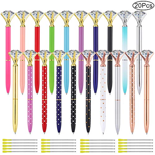 Product Cover 20pcs Diamond Pens Cute Ballpoint Pens Retractable Metal Crystal Pens with 20pcs Replacement Refills, for Office Supplies, Decorations, Women Gifts
