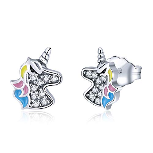 Product Cover Unicorn Gifts Stud Earrings for Girls Women Hypoallergenic S925 Sterling Silver with 3A Zircon Sensitive Cute Kid Earrings