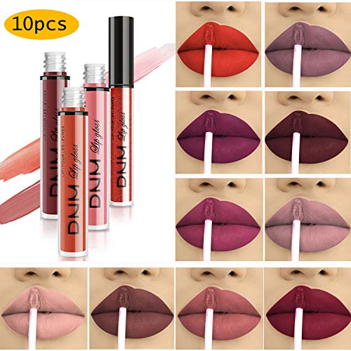 Product Cover 10pcs/Set Makeup Matte Lipstick Lip Kit, Velvety Liquid Lipstick Waterproof Long Lasting Durable Nude Lip Gloss Beauty Cosmetics Set