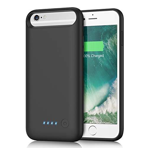 Product Cover kilponen Battery Case for iPhone 6s/ 6/8/ 7, 6000mAh Portable Rechargeable Charging Case Extended Battery Pack for iPhone 8/7/6s/6 (4.7 inch) Protective Backup Charger Case-Black
