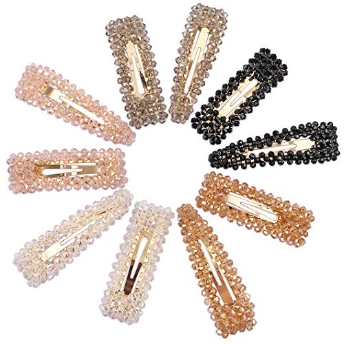 Product Cover Crystal Hair Clips Fashion Hair Barrettes Decorative Bling Hairpins for Wedding Bridal Bridesmaid Handmade Rhinestone Snap Clips Hair Accessories for Women Ladies Girls (5 Colors / 10 Pcs)