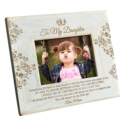 Product Cover K KENON Engraved Wooden Frame for Daughter, Personalized Natural Wood Photo Frame Gift for Daughter Son Graduation Gift from Mom, from Dad (for Daughter from Mom)