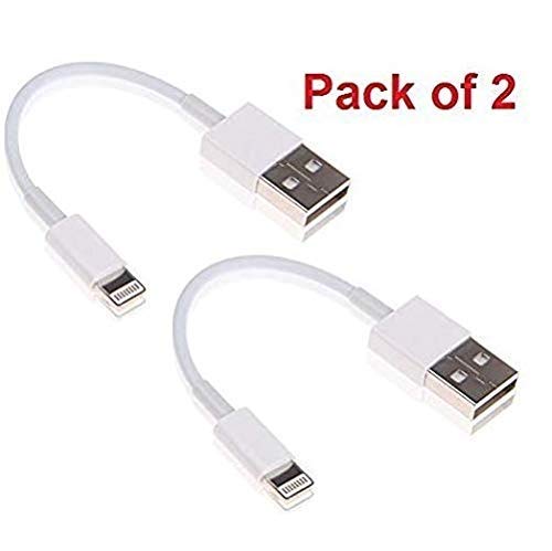 Product Cover Classico Tynub Short Power Bank Charging USB Data Cable for iPhone 5, 5S, 6, 6S and 6S Plus 7, 7 Plus, 8, 8 Plus, X, XS and XR (White, 10 cm) - Pack of 2