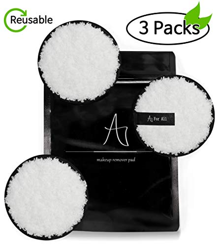 Product Cover A FOR ALL/K-BEAUTY, Reusable Makeup remover pads 3 pcs, Face exfoliator, Radios 3.7 inch(9.5cm), Face eraser puff, Sustainable Makeup Cleanser