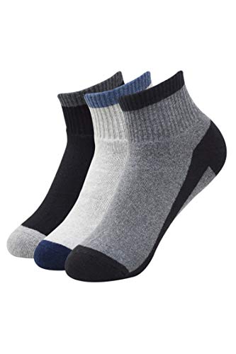 Product Cover Balenzia Men Cushioned High Ankle socks for sports- Dark Grey, Light Grey,Black -Pack of 3