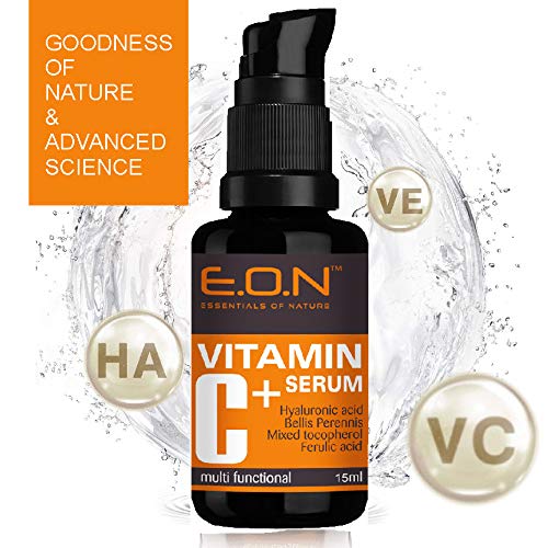 Product Cover EON Vitamin C serum with Hyaluronic acid, Ferulic acid & Mixed tocopherols - Anti wrinkle, Anti aging, Dark circles, Age spots, Pigmentation 15ml (
