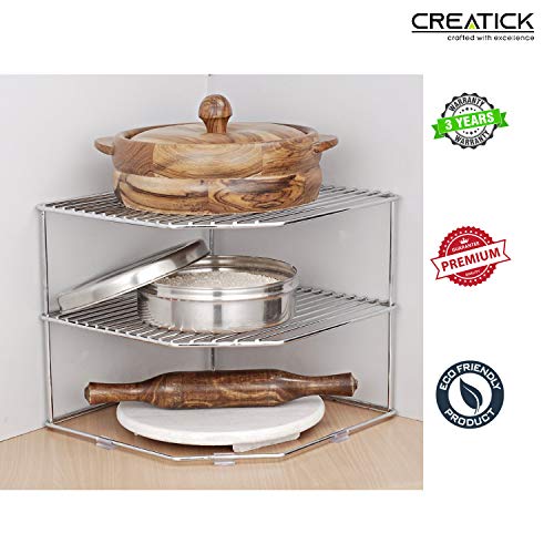 Product Cover CREATICK Stainless Steel Multipurpose Kitchen Shelf Plate Rack (Silver Chrome)