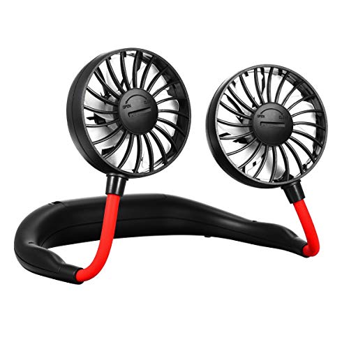 Product Cover Manfore Hand Free Personal Fan, Portable Mini Fan - Headphone Design Wearable Neckband Fan Necklance Fan Cooler Fan with Dual Wind Head for Traveling Outdoor Office Room