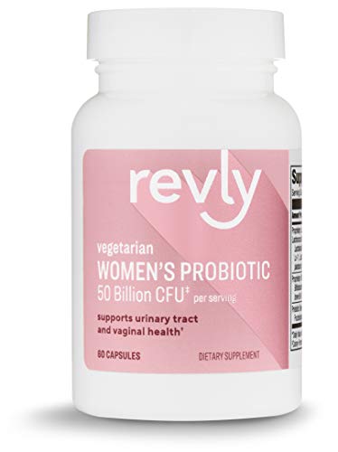 Product Cover Amazon Brand - Revly One Daily Women's Probiotic, 50 Billion CFU (7 strains), Supports Urinary Track and Vaginal Health, Lactobaccilus and Bifidobacteria blend, 60 Capsules (60 Day Supply)