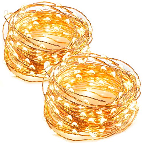 Product Cover TaoTronics LED String Lights 33 ft with 100 LEDs, Waterproof Decorative Lights for Bedroom, Patio, Parties (Copper Wire Lights, Warm White)-2pack