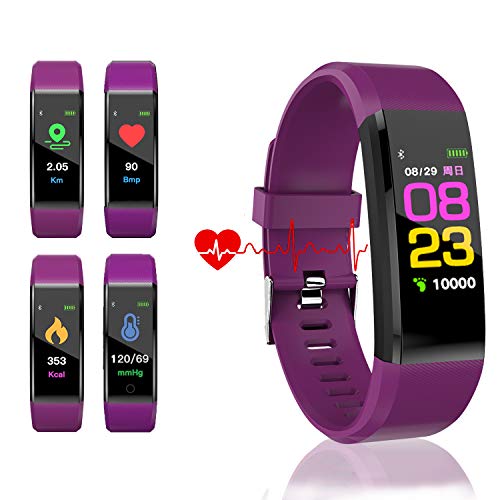 Product Cover HK Fitness Tracker HR, Activity Tracker Watch with Heart Rate Blood Pressure Monitor Waterproof Smart Bracelet Wrist Band with GPS Step Calorie Counter Pedometer Watch for Kids Women Men,Purple