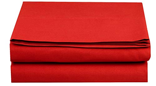 Product Cover Elegant Comfort Premium Hotel 1-Piece, Luxury and Softest 1500 Thread Count Egyptian Quality Bedding Flat Sheet, Wrinkle-Free, Stain-Resistant 100% Hypoallergenic, Queen, Red