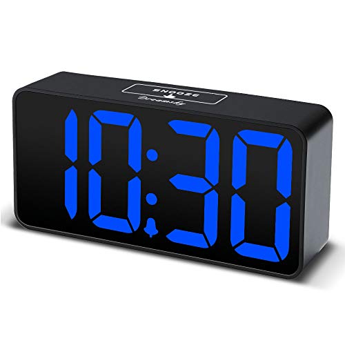Product Cover DreamSky Compact Digital Alarm Clock with USB Port for Charging, Adjustable Brightness Dimmer, Blue Bold Digit Display, Adjustable Alarm Volume, 12/24Hr, Snooze, Bedroom Desk Alarm Clock.