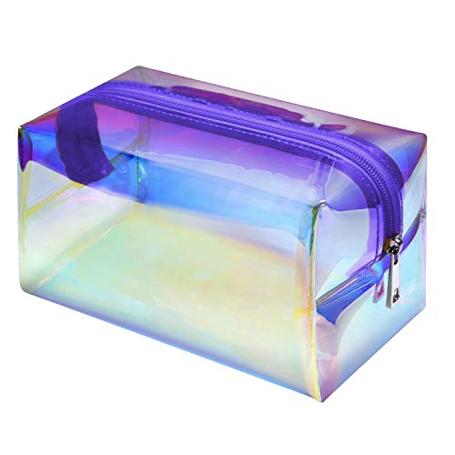 Product Cover Makeup Bag, F-color Fashion Holographic Cosmetic Travel Bag Large Toiletry Bag Makeup Organizer for Women, Purple