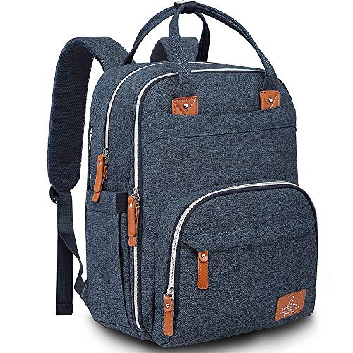 Product Cover Diaper Bag Backpack, BabbleRoo Neutral Travel Back Pack for Mom & Dad, Large Capacity Waterproof Baby Nappy Changing Bags for Boys & Girls, Multifunction & Stylish, Denim Blue