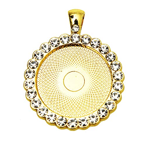 Product Cover Monrocco 10Pcs Gold Plated 25mm Rhinestone Pendant Trays Round Bezel Pendant Trays Blank Bases for Jewelry Making