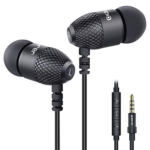 Product Cover Wired Earphones, Adorer EM10 Powerful Bass in Ear Headphones with Microphone and Volume Control, Noise Isolating Earbuds - Black