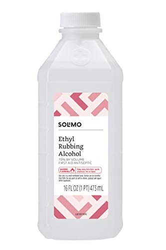 Product Cover Amazon Brand - Solimo 70% Ethyl Rubbing Alcohol First Aid Antiseptic, 16 Fluid Ounces