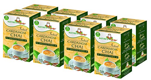 Product Cover Nature's Guru Instant Cardamom Chai Tea Drink Mix, Unsweetened, 10 Count Single Serve On-the-Go Drink Packets (Pack of 8)