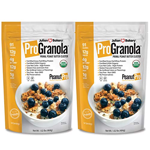 Product Cover Julian Bakery ProGranola Cereal | USDA Organic | GF | Peanut Butter Cluster | 12g Grass-Fed Whey Protein | 4 Net Carbs | GF | Grain-Free | 2 Pack