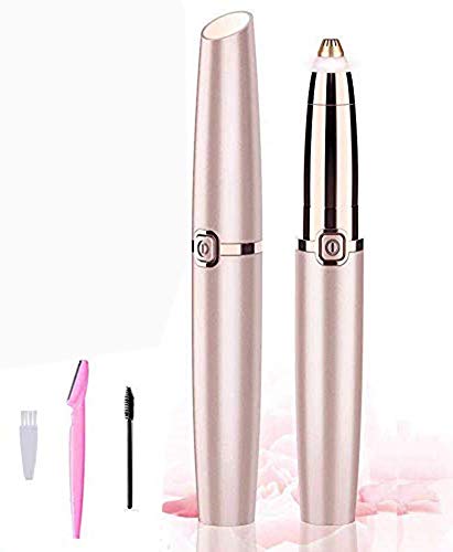 Product Cover Eyebrow Hair Remover, Ruren Electric Eyebrow Trimmer for Women, Portable Painless Eyebrow Razor with Light (Battery Not Included), Rose Gold