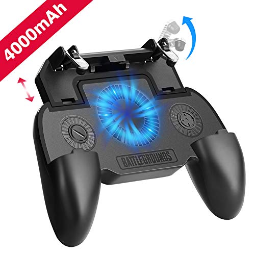 Product Cover Mobile Game Controller with 4000mAh Power Bank and Cooling Fan, PUBG Mobile Controller Gamepad L1 R1 Aim and Shoot Trigger, Joystick Remote Grip for 4.7-6.5