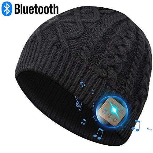 Product Cover Bluetooth Beanie Hat, Gifts for Men, Women with Wireless Bluetooth 5.0, Winter Hat Built-in Detachable HD Stereo Speakers & Microphone, Unisex Music Beanie for Outdoor Sports (Wool Lined Beanie)