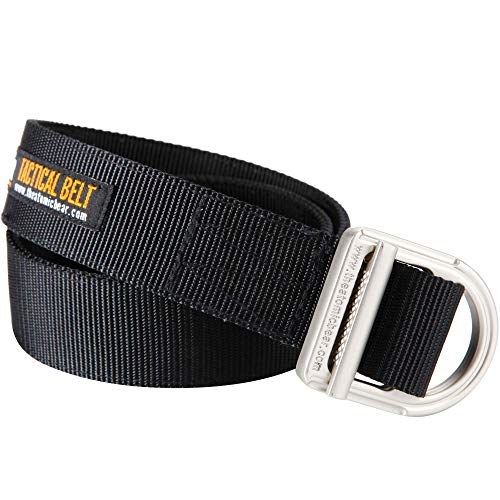 Product Cover Gun Belt & Tactical Belt - Heavy Duty Belts 2-Ply 1½ inch Nylon for Concealed Carry CCW Holsters and Everyday Carry EDC Gear Mens Police Military Security Guard Hiking Outdoor Hunting Molle - Black