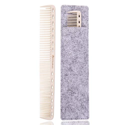 Product Cover HYOUJIN 605 Ivory white Fine Barber Cutting Comb,Sassoon Style Comb,Master Barber Comb with shallow,coarse and fine tooth-14 holes for meauring device-Barber Shop Use-Incredibly Lightweight