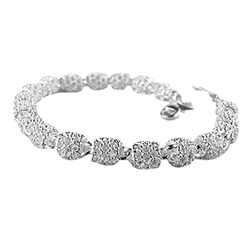 Product Cover Women's 925 Silver Hollow Chain Bracelet Charm Wrist Bangle Clasp Gift for Mom,Girlfriend,wife