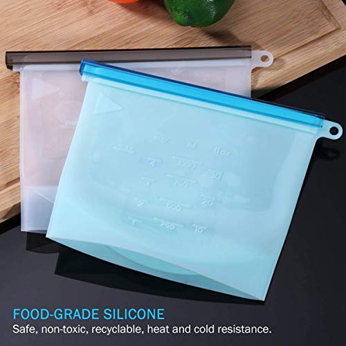 Product Cover ADA Reusable Silicone Food Storage Bag,Microwave Dishwasher Freezer Oven Safe Food Preservation Airtight Seal Storage Food Grade & BPA Free Bag- Pack of 2