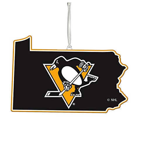Product Cover Team Sports America NHL Pittsburgh Penguins Festive State Shaped Christmas Ornament - 5