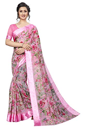 Product Cover PERFECTBLUE Women's Cotton with Blouse Piece Saree Free Size Pink