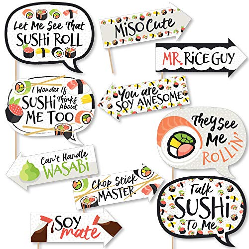 Product Cover Funny Let's Roll - Sushi - Japanese Party Photo Booth Props Kit - 10 Piece