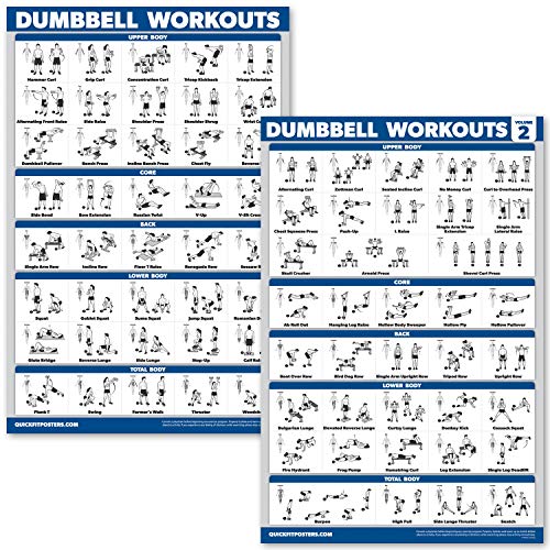Product Cover QuickFit 2 Pack Dumbbell Workout Exercise Poster - Volume 1 & 2 (Laminated, 18