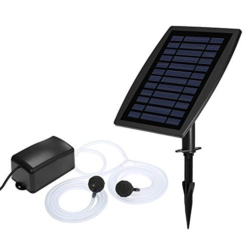 Product Cover Solar Oxygen Air Fountain Pump, Solar Powered Watering Pump Kit with Aquarium Oxygen Pipe and Air Bubble Stone, Outdoor Oxygenator Aerator for Garden Fish Tank Pool Fishing Pond (2.5W)