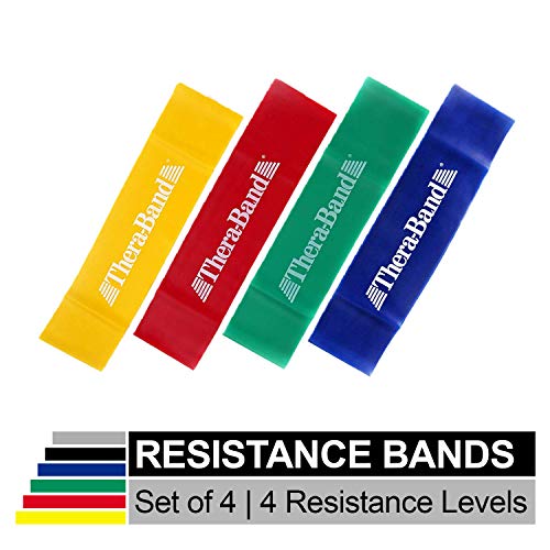 Product Cover TheraBand Resistance Band Loop Set, Pack of 4, Resistance Bands for Kids, Small 8 Inch Band Loop Kit for Workouts, Beginner to Advanced Levels for Exercise, Rehab, Physical Therapy, Stretching