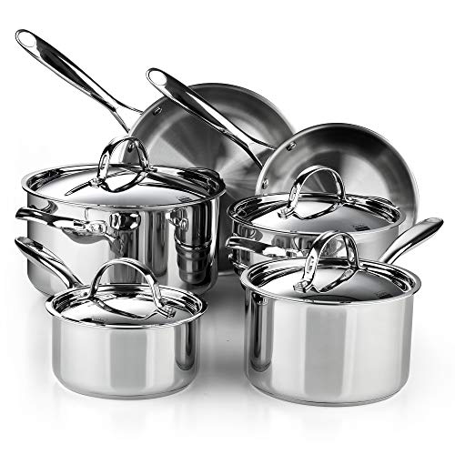 Product Cover Cooks Standard 02631 Classic 10-Piece Stainless Steel Cookware Set, Silver