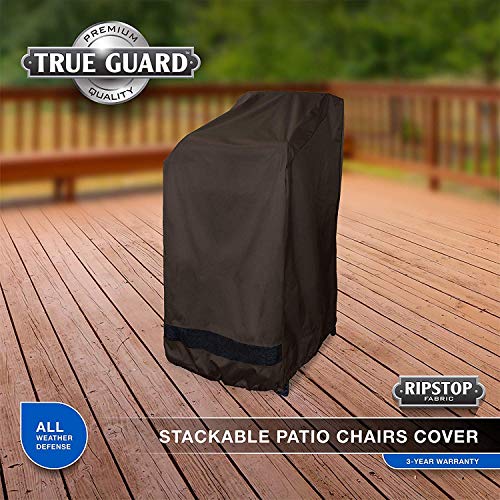 Product Cover True Guard Patio Furniture Covers Waterproof Heavy Duty - Stackable Patio Chair Cover, 600D Rip-Stop, Fade/Stain/UV Resistant for Outdoor Patio Furniture, Dark Brown