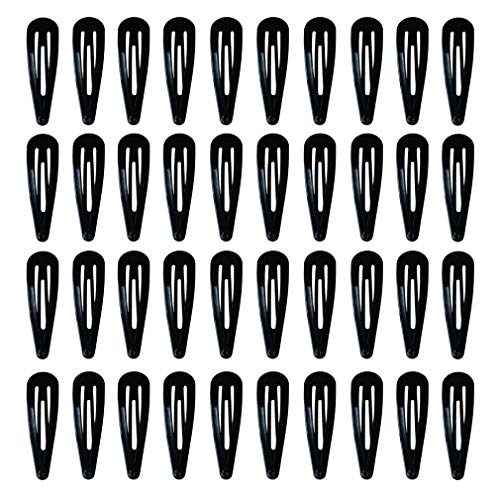 Product Cover 40 Pack Black 2 Inch Barrettes Women Metal Snap Hair Clips Accessories