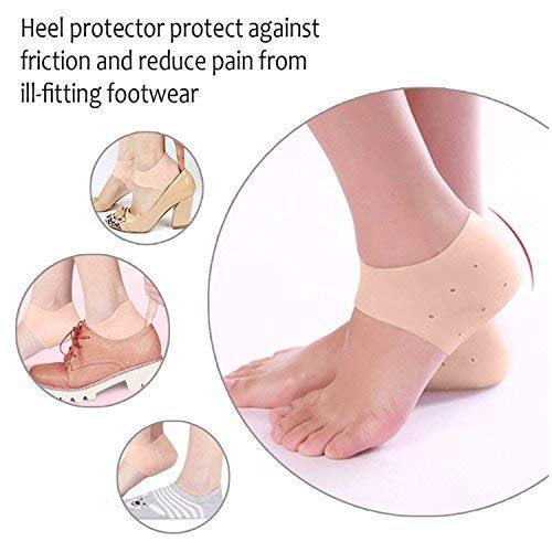 Product Cover Jini Collection® Unisex Vented Moisturizing Silicone Gel Heel Socks for Swelling, Pain Relief, Foot Care Ankle Support Pad (Skin Colour) - Set of 1 Pair
